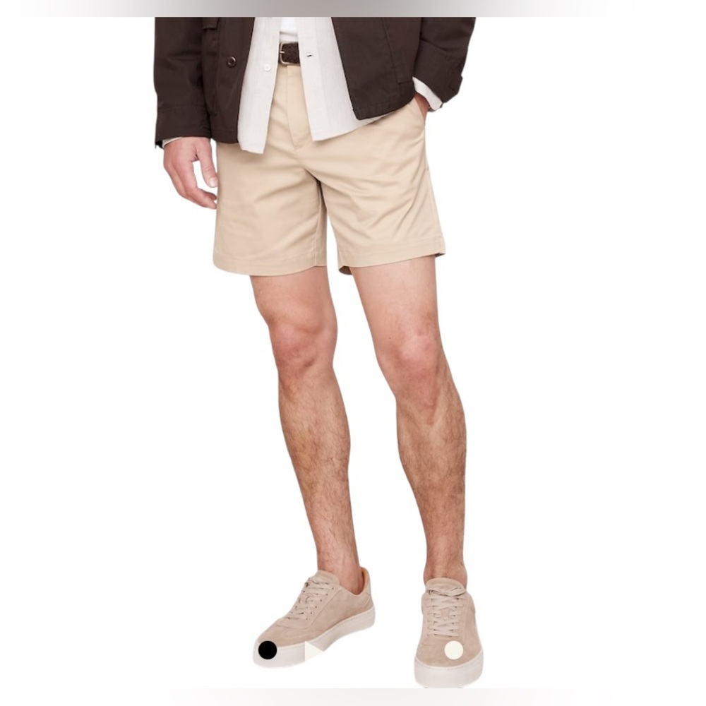 Banana Republic Men’s Classic Chino Shorts Beige Tan Waist 34 Flat Front